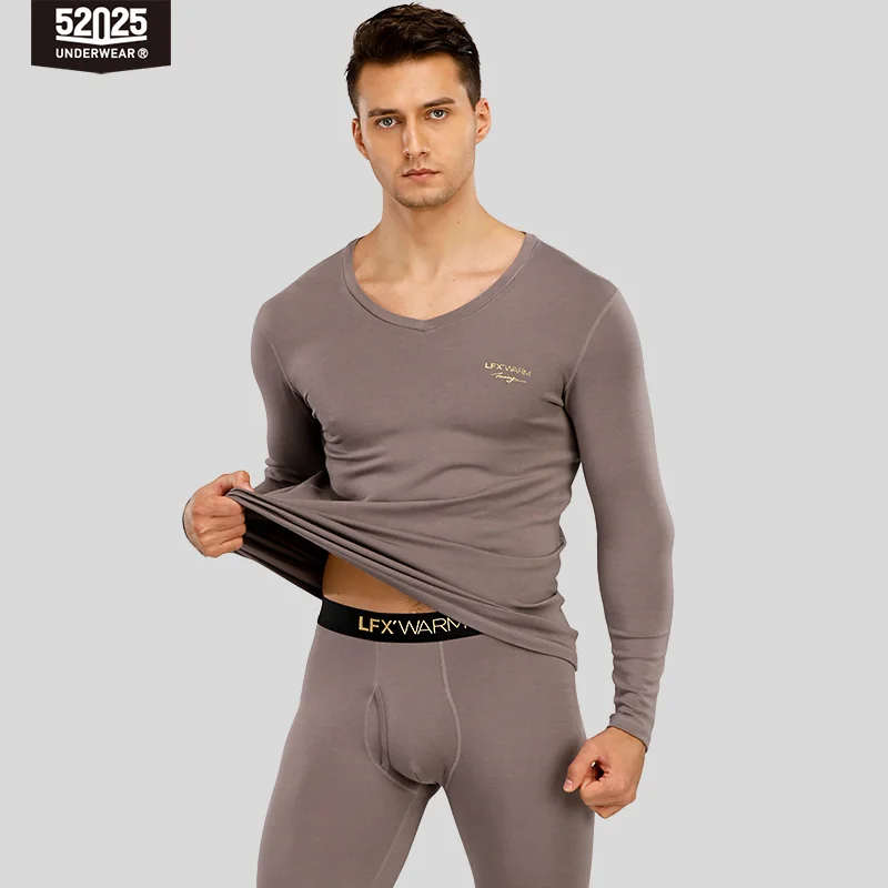 white long johns 52025 Men Thermal Underwear with Cashmere Soft Tender Comfortable Warm Winter Long Johns Premium Underwear Mens Warm Thermal men's thermal underwear sets Long Johns