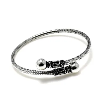 

Bangle Sterling Silver 925m open rusty finish tube balls [AC0559]