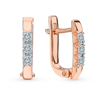

Gold earrings "diamonds of Yakutia" sunlight sample 585