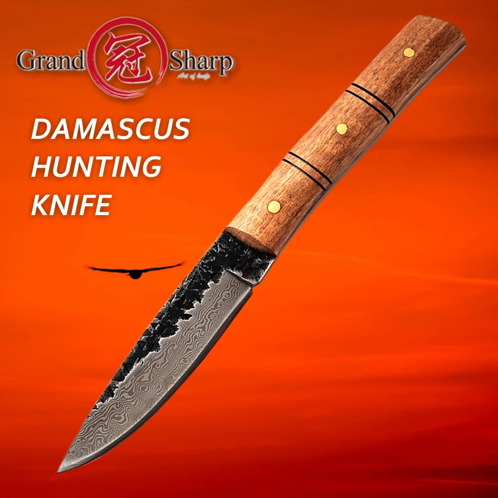 Damascus Hunting Knife Hand Outdoor Equipment Handmade Pocket