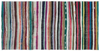 

Handmade Multicolor Vintage English Striped Rug Area Rug 150x300 Cm-4'11''X9'10''