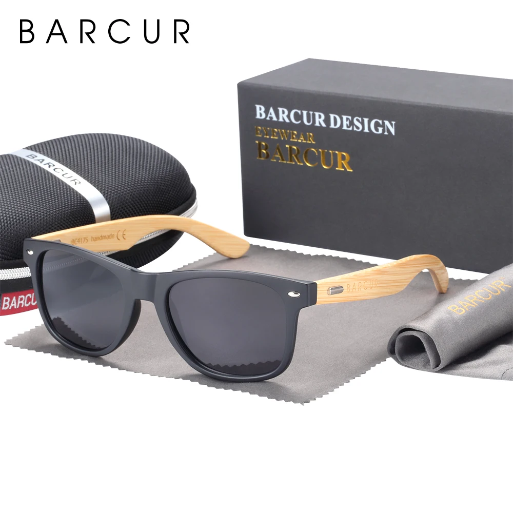 BARCUR – lunettes De soleil polarisées en bambou pour hommes et femmes, verres solaires en bois De marque d'origine UV400 Oculos De Sol