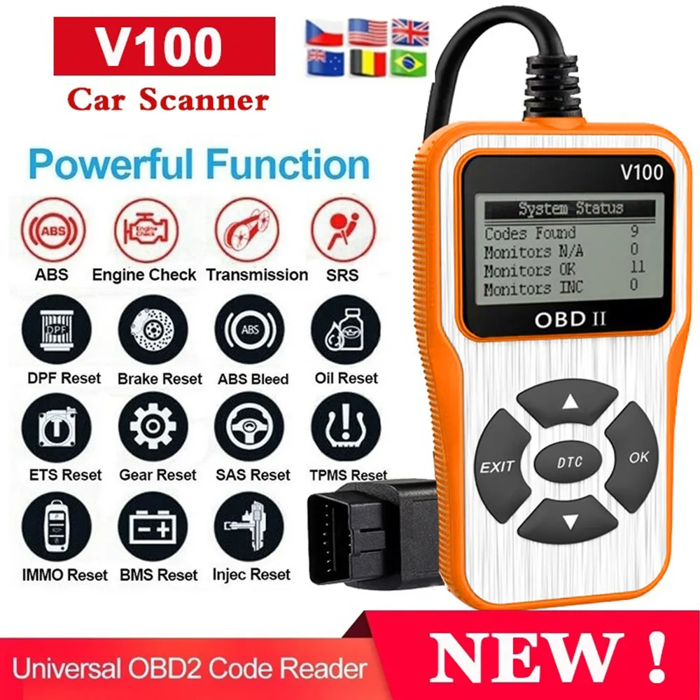 £15.67 V100 Obd2 Auto Scanner Handheld Multi Functional Durable Portable 6 Language