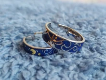 Thaya-Anillo de plata de primera ley con forma de luna para mujer, sortija de compromiso, plata esterlina 925, esmalte, forma de estrella del cielo, Van Gogh