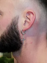 Pendientes de acero inoxidable para hombres y mujeres, aretes falsos, Punk, negros, sin perforación, estilo gótico, Hip Hop