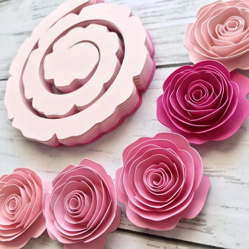 Flores De Papel Pré-cortadas Rosas De Papel Para Diy Papel Laminado À Mão Rosa  Flor Semi-acabado Materiais 20 Peças - Trabalhos Com Papéis - AliExpress