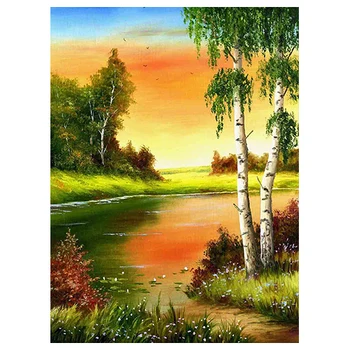 

Аж-1330 Diamond painting "Diamond painting" "Birch at the Shore", 40*30 cm