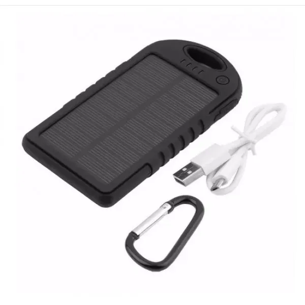 Powerbank со встроенной солнечной батареей Solar Power Bank объем 5000 mAh (Черный)|Бамперы| |