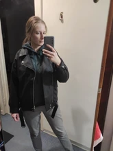 Women's Wild-Jacket Turn-Down-Collar Spring Zipper Black Fashion EAM High-Quality Loose