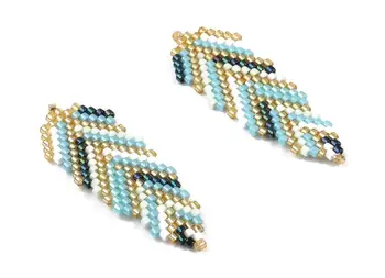 

Miyuki Beaded Leaf Connector - Handmade Beaded Leaf Connector - Japanese seed beads - 1Charms - 40.82x14.71x1.94mm - TH1068