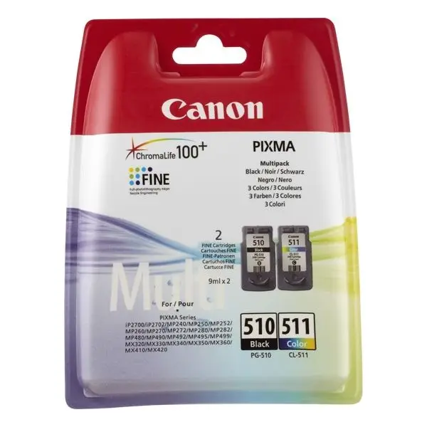 Чернильный картридж(упаковка из 2) Canon PG-510/CL511 триколор черный