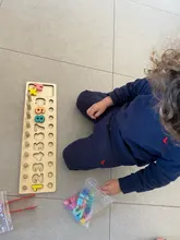 Juguetes Educativos de madera para niños, juego de clasificación de bloques de matemáticas Montessori para bebés, rompecabezas de aprendizaje de pesca, regalo preescolar