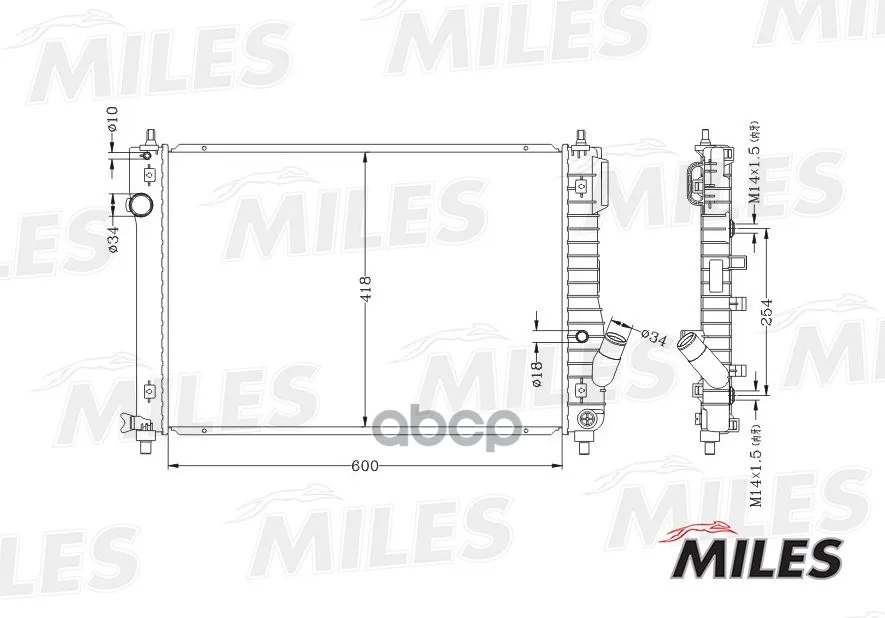 Радиатор Chevrolet Aveo 1.2/1.4/1.6 09- Miles Acrb028 Miles арт. ACRB028