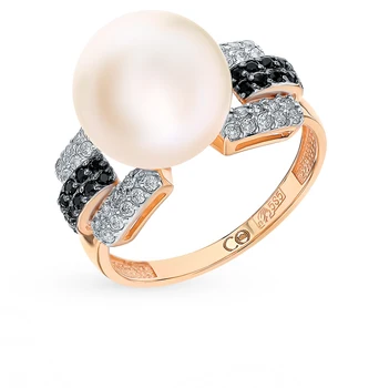 

Gold ring with cubic zirconia and pearls sunlight sample 585