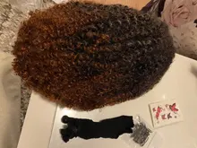 Curly WIGS Headgear Clips Short Hair Black Brown Afro Kinky Middle-Part Nature Synthetic