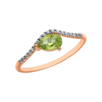 

Gold ring with хризолитом and cubic zirconia sunlight sample 585 test