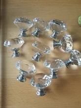 Wardrobe Handles Hardware Drawer Pull Cupboard Glass-Knobs Cabinet-Door Crystal Diamond-Shape