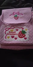 Mochila con bordado de fresa para niñas, Bolsa Escolar rosa, regalo de cumpleaños, 2020, dibujos animados japoneses nuevos