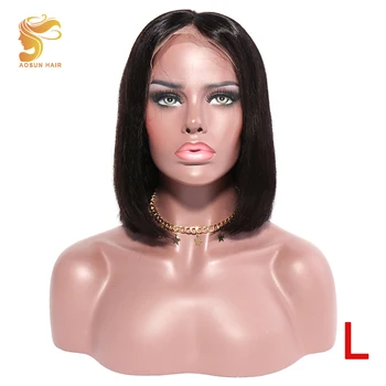 

AOSUN HAIR Peruvian Short Bob Lace Front Wigs Pre Plucked With Baby Hair 13x4 Lace Front Human Hair Wigs Remy Hair 8-14Inch
