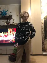 Sudadera estilo Hip Hop para hombre, suéter de punto, informal, holgado, de dibujos animados, para otoño e invierno, diseño Unisex