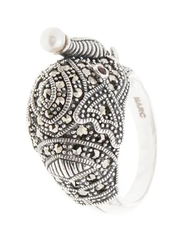 

Yuk marcasite ring with Garnet, pearls and marcasite from silver