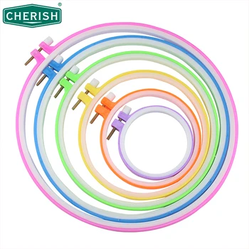 

6 Pieces Embroidery Hoops Plastic Circle Cross Stitch Hoop Ring 9.5 to 27.5CM for Embroidery and Cross Stitch(Multicolor)