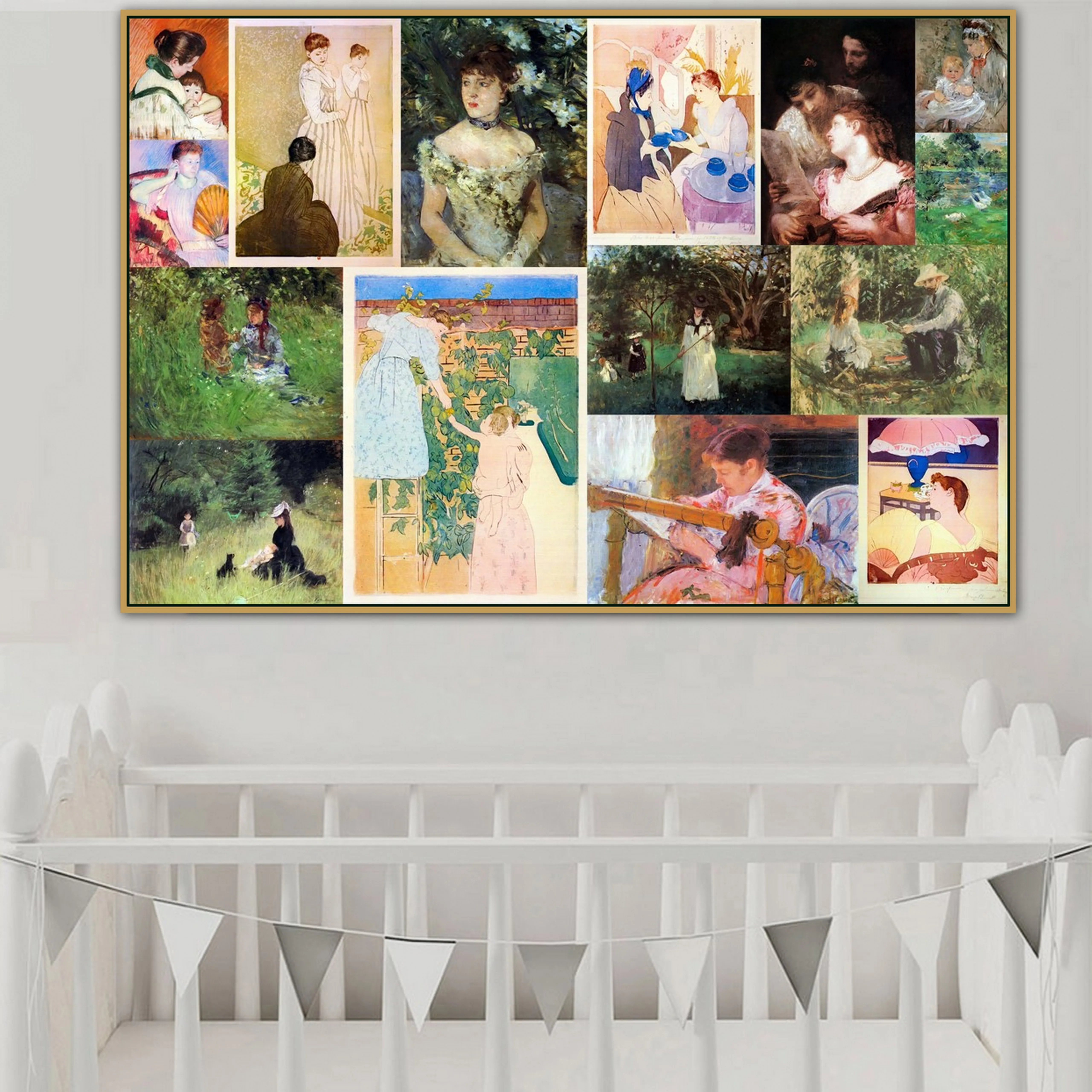 

Cassatt and Morisot Old Famous Master Artists Picking Fruit Canvas Painting Photo Collage Print for Home Wall Decor POP Wall Art