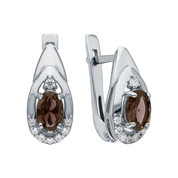 

Silver earrings with раухтопазами and cubic zirconia sunlight sample 925