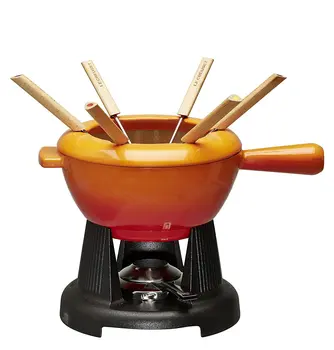 

Le Creuset 600200009 Savoiarda fondue Set, cast iron, Orange, capacity 2 liters, orange pots