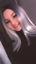 Synthetic Wig Party-Hair Grey Straight-Bob Black Cosplay Shoulder-Length Ombre Women