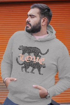 

Angemiel Wear Love Leopard Gray Men 'S Hooded Sweatshirt