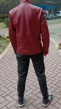 Chaqueta de motociclista para hombre, chaqueta de lana de imitación de cuero PU, informal, bordado, con cremallera, otoño e invierno, 2021