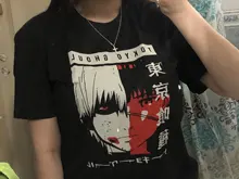 Camiseta de Manga Tokio Ghoul Anime para hombre, camisa holgada de dibujos animados de Kaneki Ken, de algodón, nueva