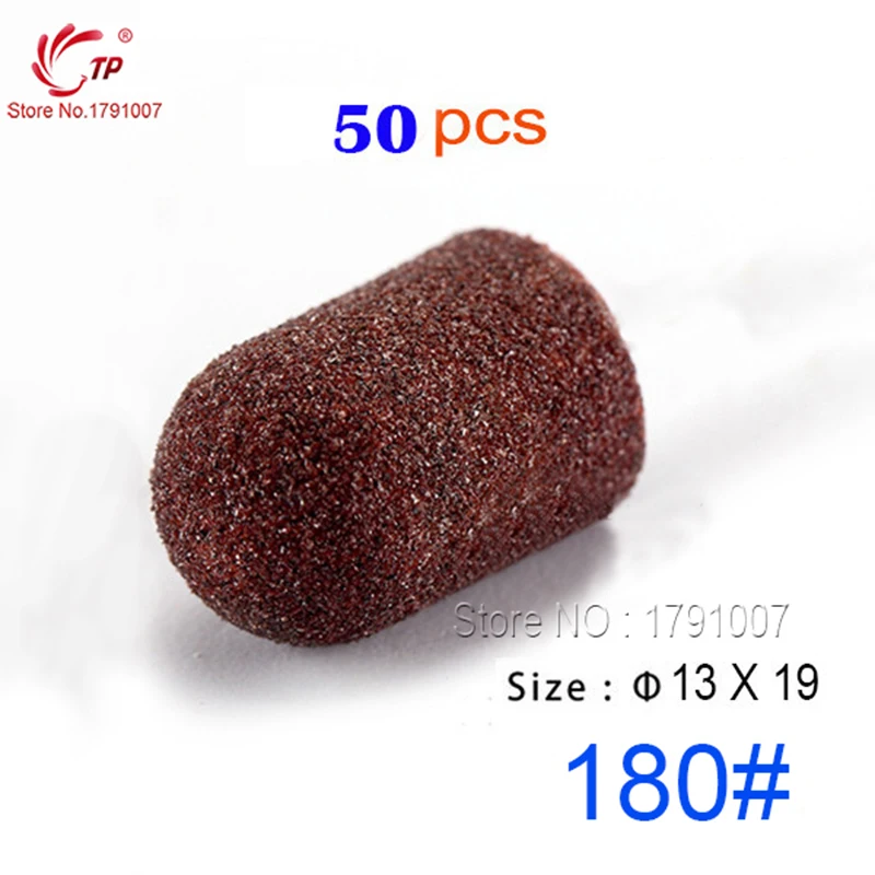 TP 50 шт. 13*19 мм сверло для ногтей Шлифовальные колпачки оправка 80#120#180# акриловый УФ-Гель-лак для ног омертвевшая кожа средство для удаления кутикул чистая