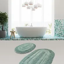 Коврики для ванной, Нескользящие, Противоскользящие коврики, противоскользящие, Минт макорони, 2'Li, набор, 60X100 см-50X60 см