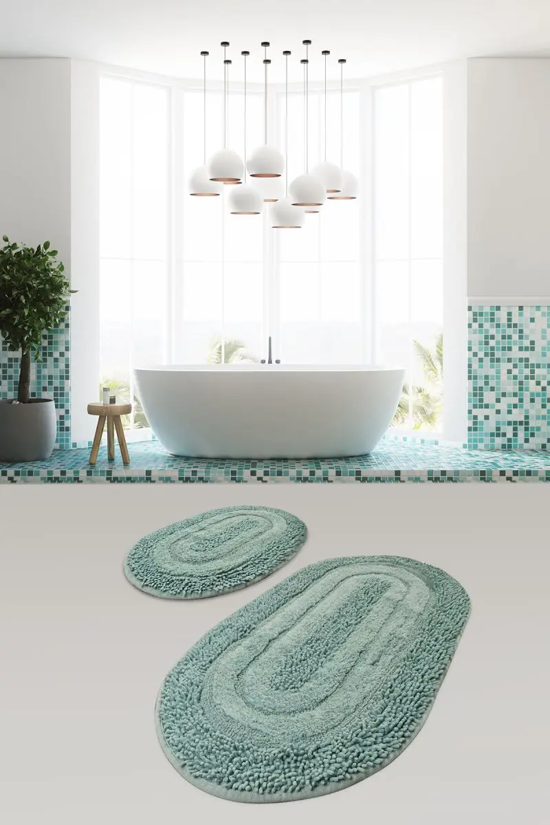 

Bath Mats Non Slip Anti Mould Mats Non Slip Anti Mould Macoroni Mint 2'Li Set 60X100 Cm- 50X60 Cm