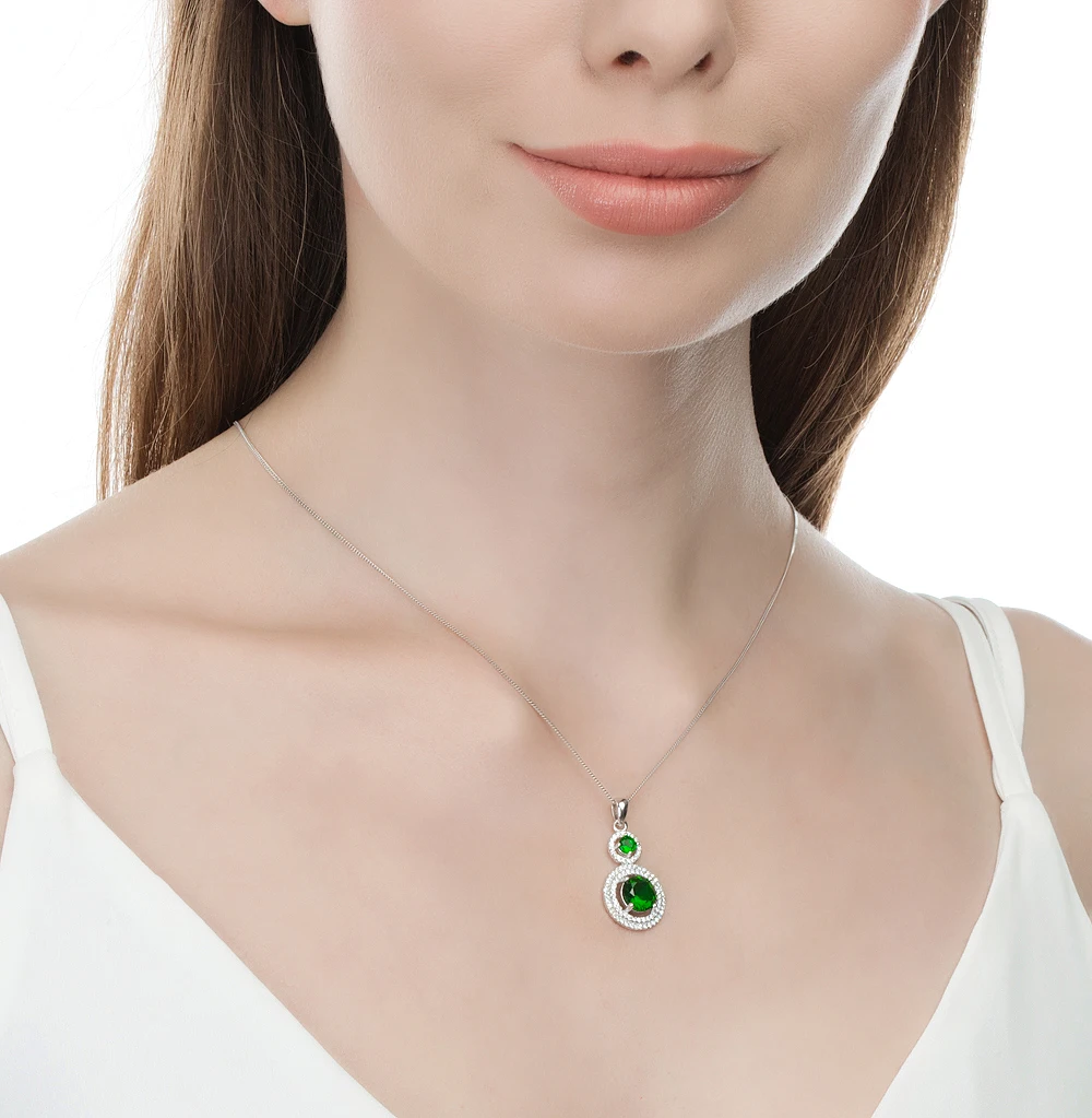 Серебряная подвеска с фианитами SUNLIGHT проба 925