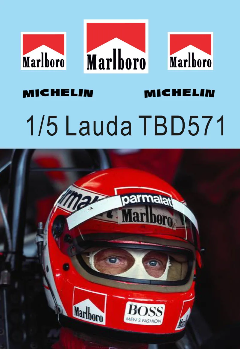 1/5 Sponsor Decals for F1 Helmet Niki Lauda 1984 TB decal TBD571| | -  AliExpress
