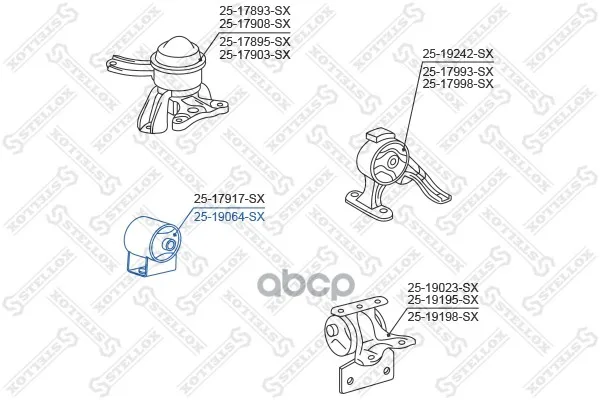 25-19064-Sx_опора Двигателя Передняя!Toyota Avensis 97-03 Stellox 2519064sx Stellox арт. 2519064SX