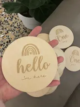 Mordedor de madera para bebé, 14 Uds., tarjeta de cumpleaños para recién nacido, meses de nacimiento, accesorios de fotografía para niños, juguete DIY