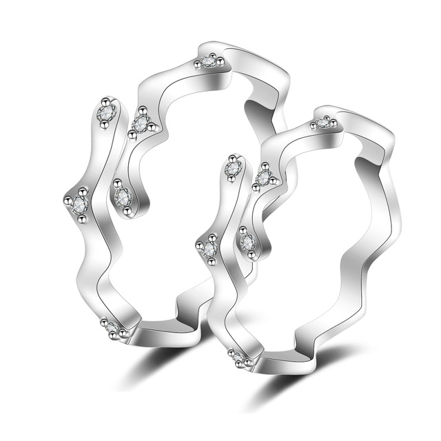 Fashion Love Heart Matching Couple Rings Set 2Pcs for Women Men Lover Wedding Zircon Rings Girlfriend Dating Gift Jewelry