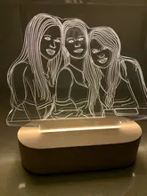 Night-Light Wooden-Base Text-Photo Christmas-Gift Customized Wedding DIY Holiday 