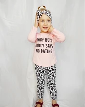 Conjunto de ropa para niñas pequeñas, Tops de manga larga con letras para recién nacidos, pantalones informales con estampado, diadema, trajes para niños pequeños
