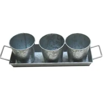 

Set of 3 pots and 1 tray with handles-galvanized Steel