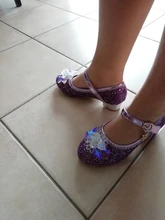 Disney Frozen-zapatos de princesa Elsa para niñas, Sandalias de tacón alto informales con purpurina de cristal de cuero, color rosa, azul y plateado