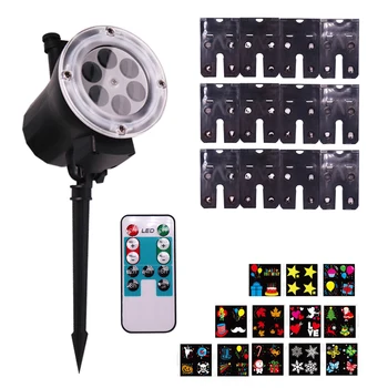 

Christmas Stage Light 12 Slides Pattern Waterproof Holiday Lights Outdoor Landscape Garden Lamp Halloween Lighting Gift
