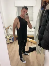 Camiseta sin mangas informal de algodón para hombre, ropa para gimnasio y Fitness, alargada, Camiseta estilo Hip Hop sin mangas