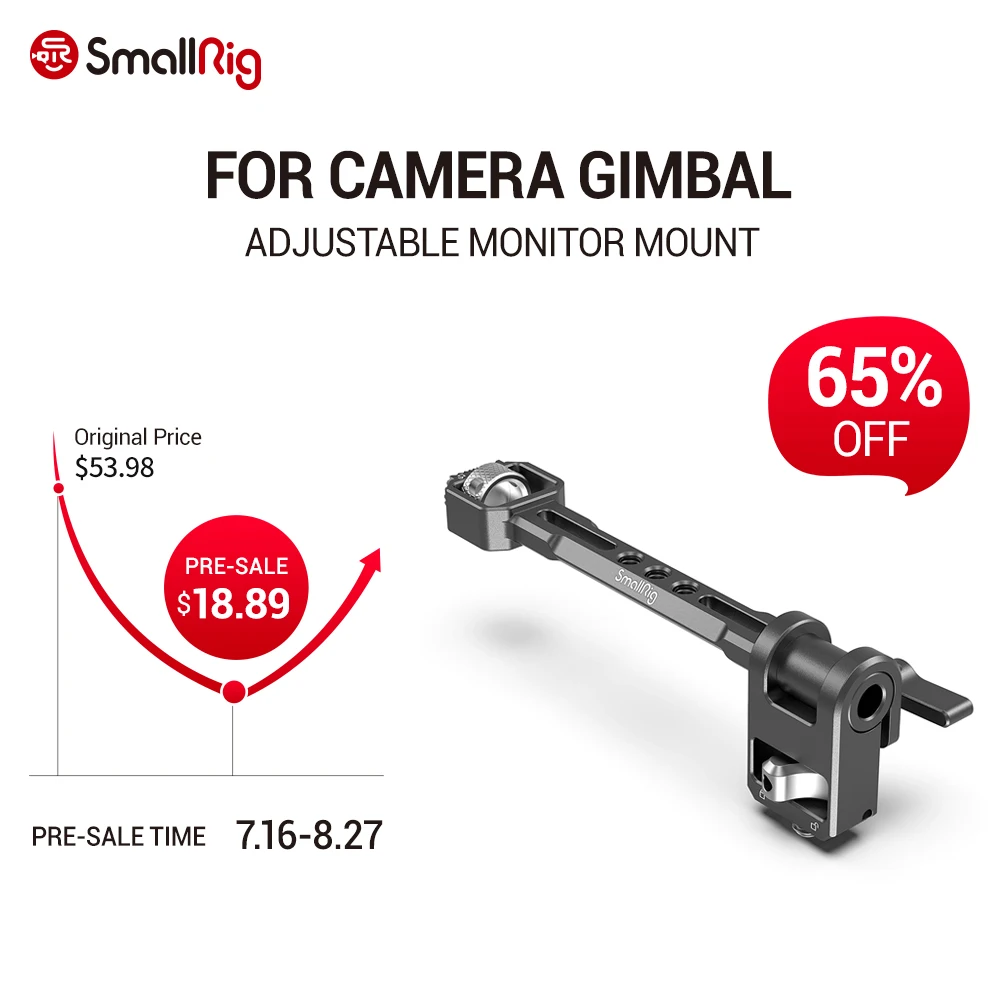 SmallRig Adjustable Monitor Mount for DJI RONIN-S / RONIN SC & ZHIYUN CRANE 3/CRANE 3S/ WEEBILL-S & MOZA AirCross 2 Gimbals 2889
