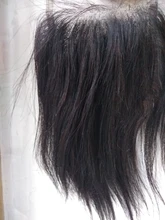 Extensiones de pelo peruano con malla, accesorio capilar liso de 2x6 con cierre de encaje y nudos blanqueados, Color Natural Remy