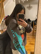 Oversize Sweatshirt Hoody Stranger Things West-Streetwear Fleece Hip-Hop Baggy Women